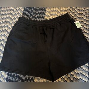 Classic Black Women's cotton Shorts w pockets and drawstring